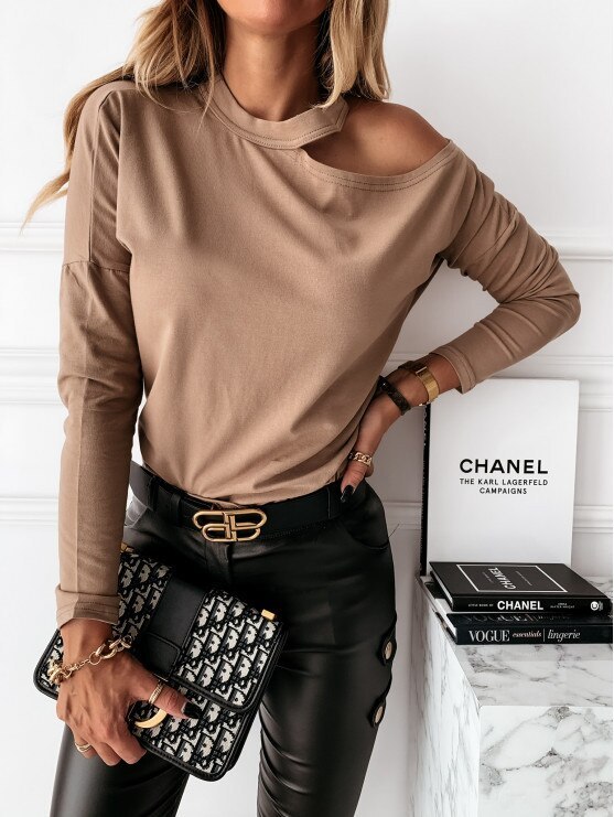Sexy One Off Shoulder Long Sleeve Halter T-shirt Autumn Women Solid Color Slim Lady Tee Tops WDC5720