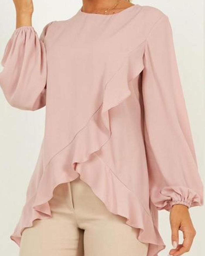 Solid Ruffle Trim Layered Top