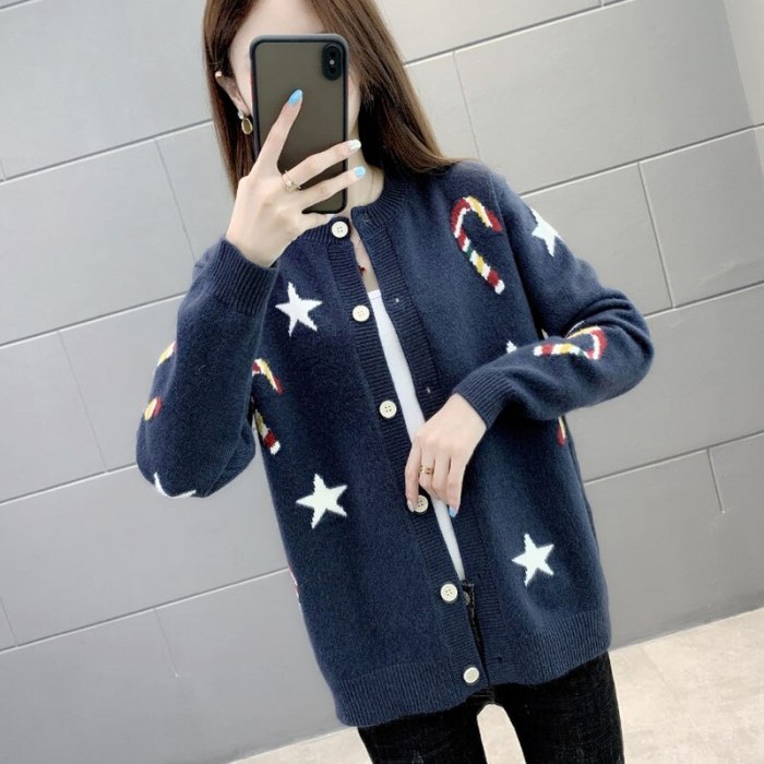 O-neck Fashion Knitted Women Cardigan Long Sleeve Open Stitch Female Knitwear Sweaters With Button Elastic Cardigans Femme