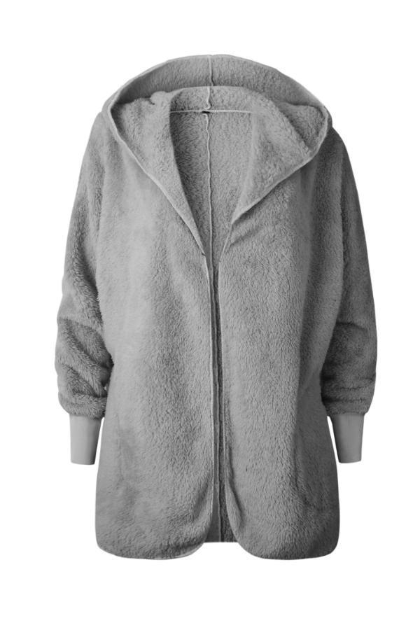 Hooded Polyester Plain Basic Outerwear
