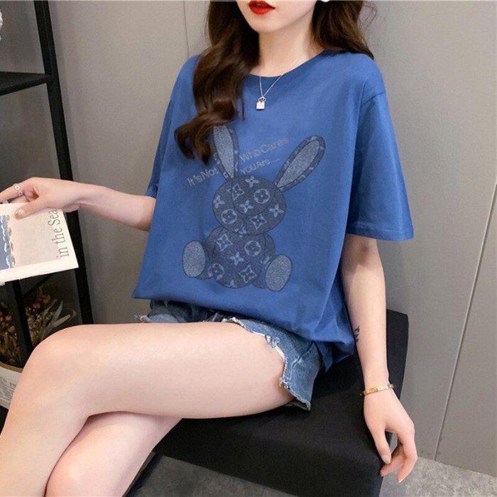 2021 new summer pure cotton ladies short-sleeved t-shirt maternity wear loose plus size women's French retro trendy ladies tops