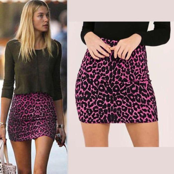 Women's Leopard Printed Skirt High Waist Sexy Pencil Hip Mini Skirts