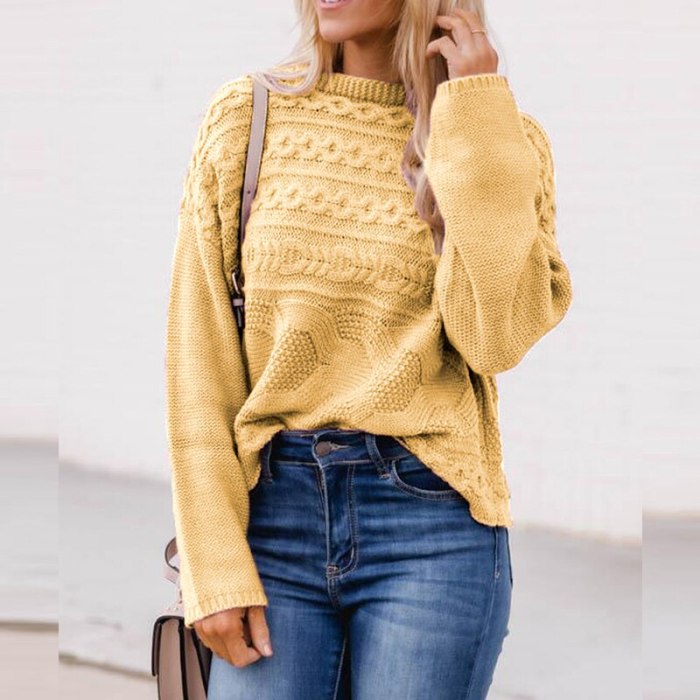 Autumn Winter Stand Collar Twist Knit Sweaters Women Elegant Fashion Solid Color Tops Pullover Female Casual Loose Streetwears