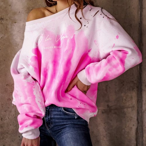 Sweet Tie Dye Print Oversized Sweatshirt Women Casual Loose Autumn Winter Pullover Streetwear Crewneck Sweatshirts Sudaderas