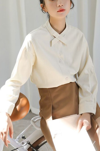 Stand Collar Shirts Long Sleeve Sweet Style Tops