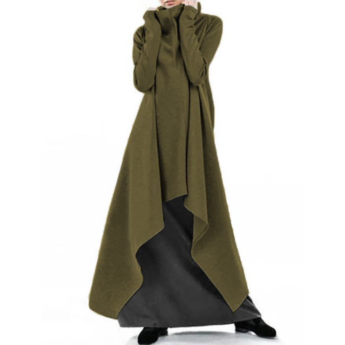 2021 Fashion Irregular Hoodies Vestidos Women's Autumn Pullovers Casual Turtleneck Long Sleeve Sweatshirts Robe Oversized