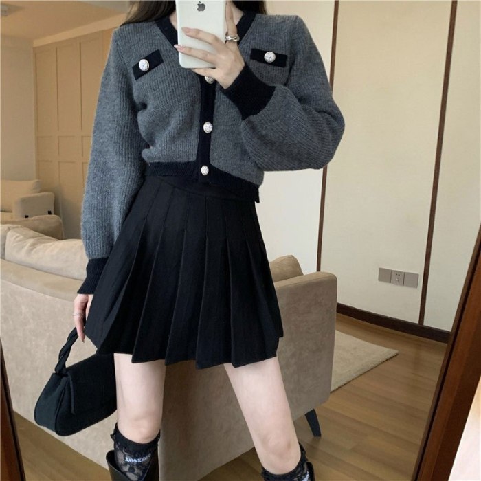Vintage V Neck Cardigan Knitted Sweater Women Autumn Winter Single Breasted Short Sweaters Coat & Jackets Korean Loose Outwear