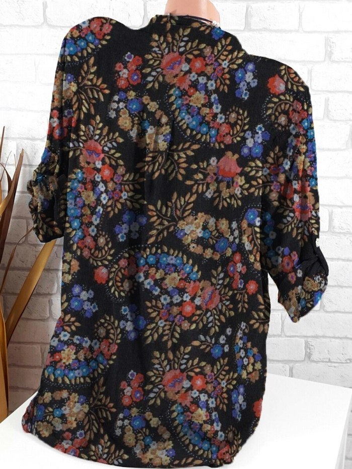 Plus Size Casual Loose Woman Shirt Long Sleeve Top