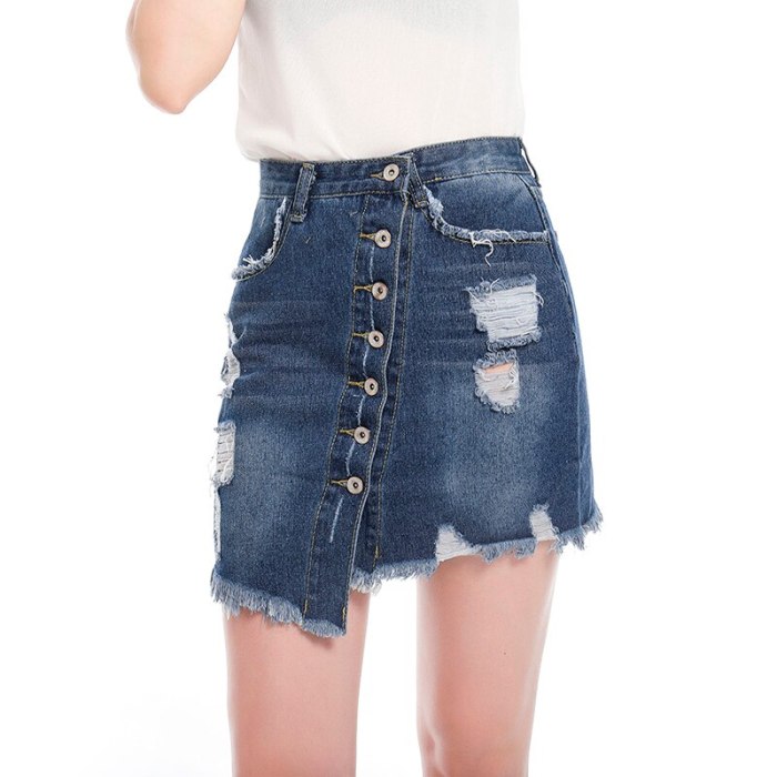 Women Skirt 2021 New Summer Fashion High Waist Ripped Denim Bodycon Pencil Mini Sexy Jean Pack Hip Skirt