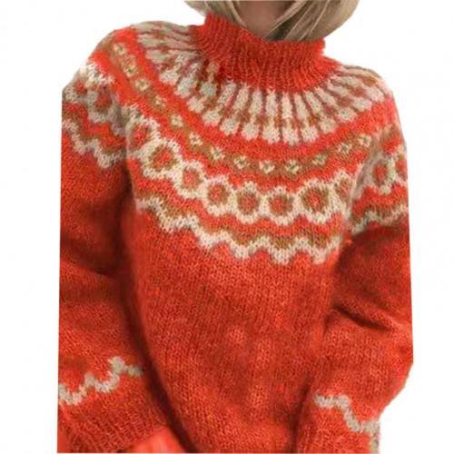 Women Turtle Neck Autumn Jacquard Weave Long Sleeve Jumper Pullover Knit Sweater Fashion top Pullover Women's Clothing 2021