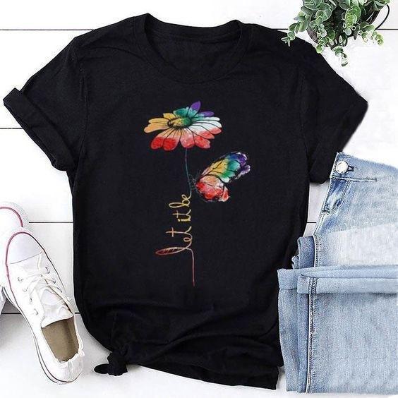 Fashion Flower Print Short Sleeve T-shirt