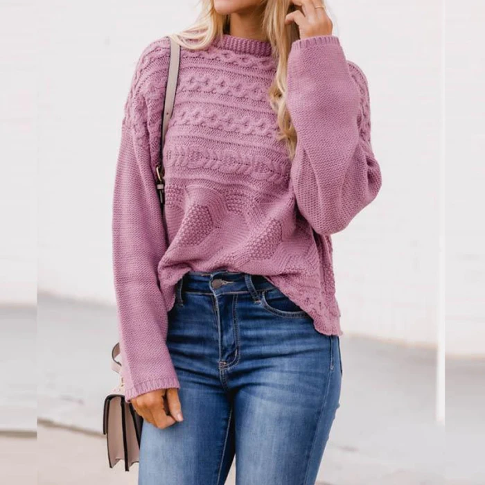 Autumn Winter Stand Collar Twist Knit Sweaters Women Elegant Fashion Solid Color Tops Pullover Female Casual Loose Streetwears