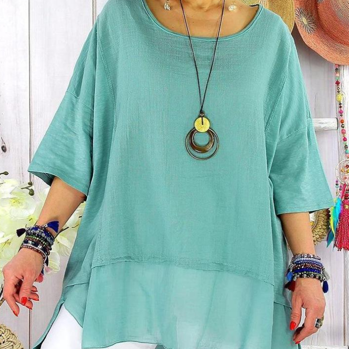 Casual Half Sleeve T Shirt For Women 2021 Summer New Style Art Style Large Size Solid Color Round Neck Loose All-match Top
