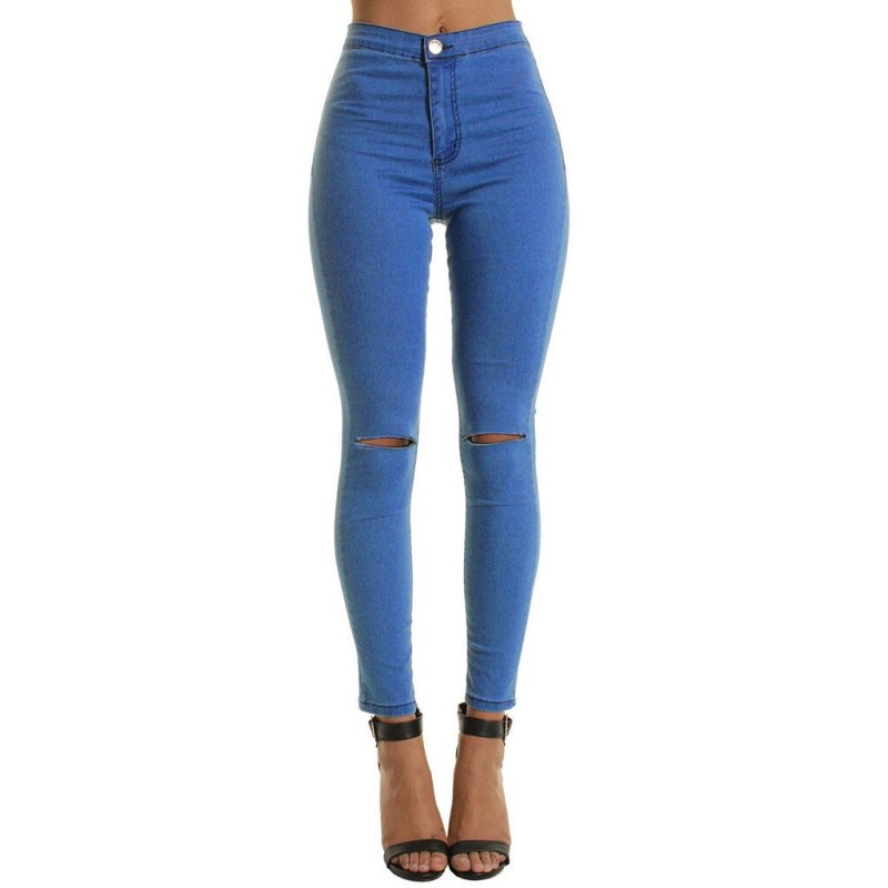 Sexy women's Casual Slim Solid Hole Long Jeans Ladies Spring Autumn Zippers Skinny Pants Daily Trousers calca jeans feminina