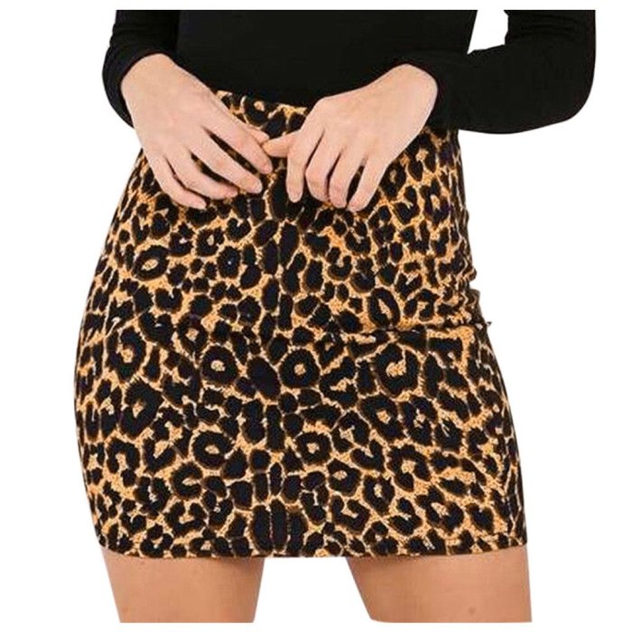 Women's Leopard Printed Skirt High Waist Sexy Pencil Hip Mini Skirts