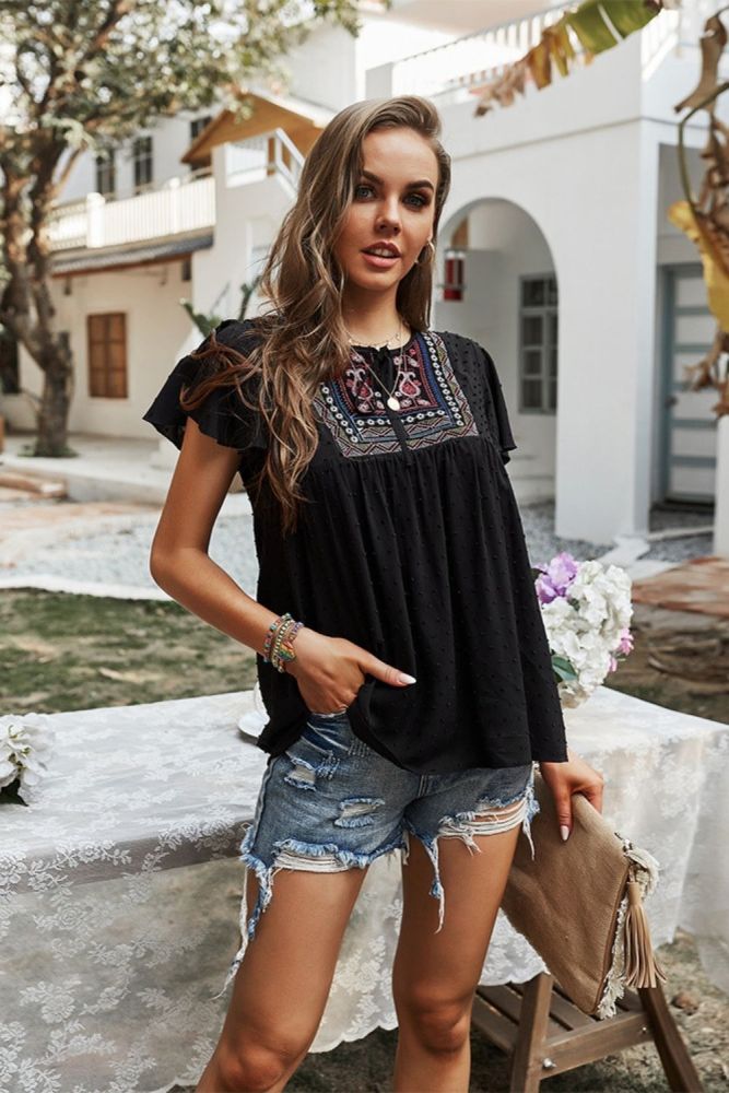 New Vintage Casual Print Street Style Fashion Ladies T-Shirts Sleeve Round Neck Loose Chic Female Blouse