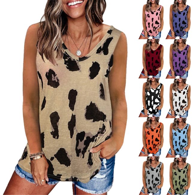 2021 Leopard Print Tops Women Fashion Summer Camis Loose Plus Size Sexy Clothes for Women Sleeveless Vest