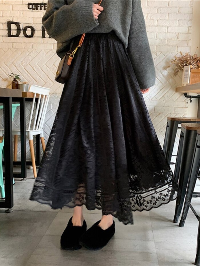 Women's Lace A-line Long Skirt