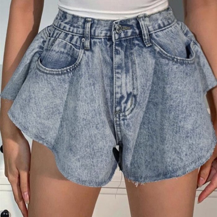 Women's Jeans Funny Summer Casual Vintage Sexy Fashion Women Casual High Waist Leg Solid Jeans Button Shorts Loose Pants