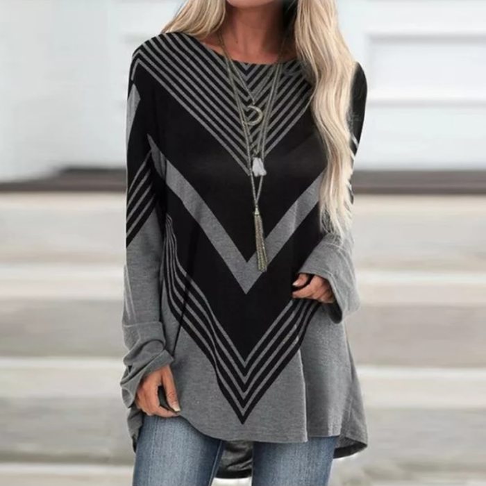 Women O Neck Loose Long Pullover Tops Casual T Shirt