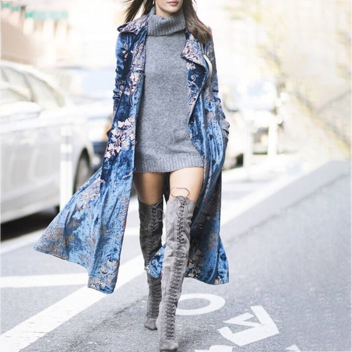 Autumn Elegant Floral Printed Cape Women Coat Winter Casual Long Trench Coat Fashion Long Sleeve Lady Double Breasted Outerwear
