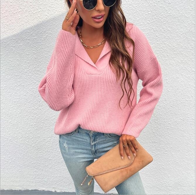 Black White Knitted Sweater Women Tops Female Jumper 2021 Autumn Winter Long Sleeve V Neck Knitwear Loose Sweaters And Pullovers