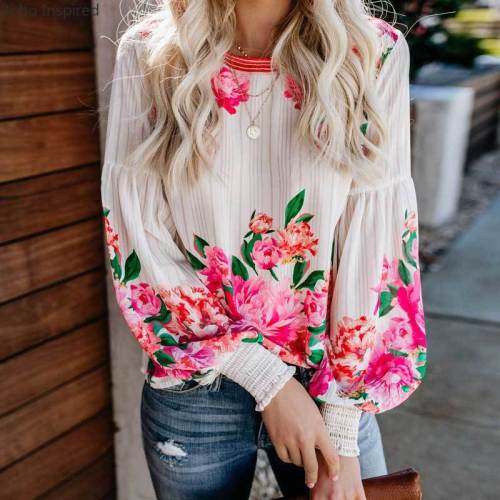 VALENCIA ROSE PRINTED BLOUSE Relaxed Fit long sleeve blouse shirt bohemian style party blouse new boho blouse top