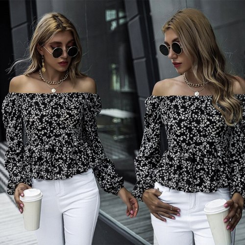 French Square Neck Floral Short Sleeve Chiffon Shirt For Women's Summer 2021