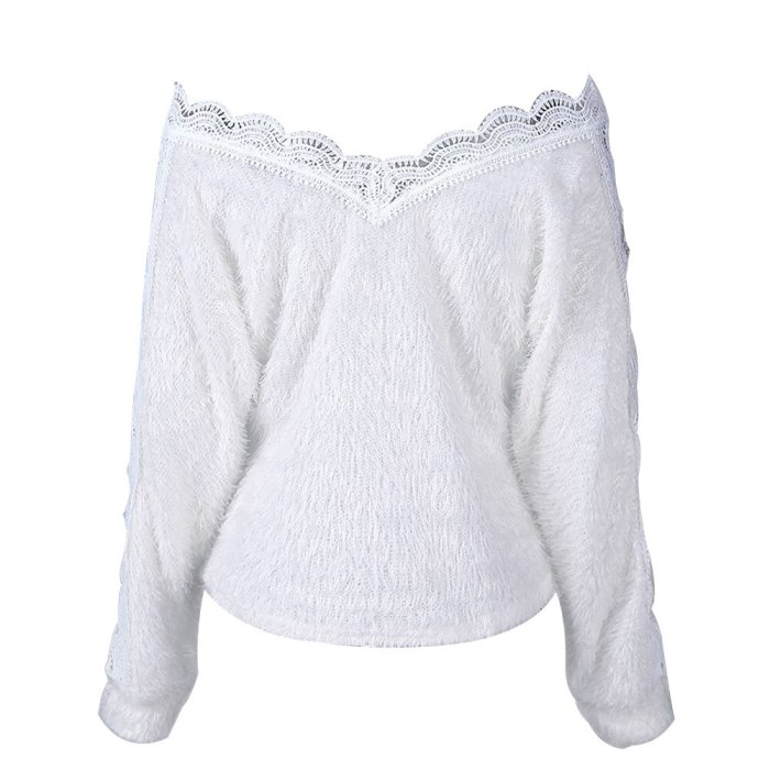 Women's knitted Sweaters Pullover V-neck Hollow Jumper