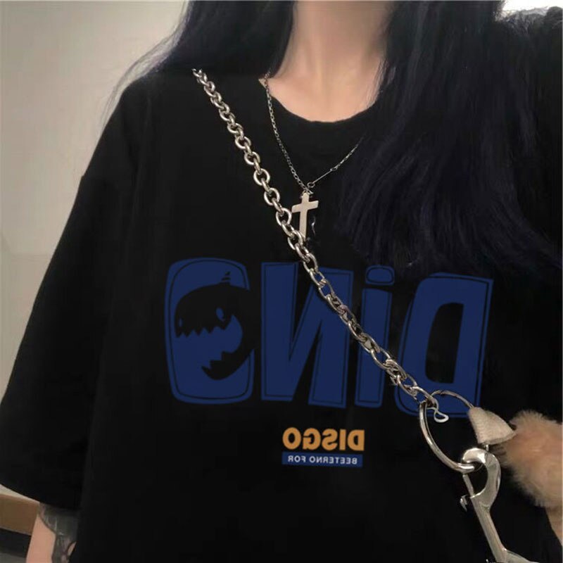 Summer Letters Print T-Shirts Women O-Neck Short Sleeve Casual Loose Shirts Tops Cotton Oversized Streetwear Vintage Europe Z283