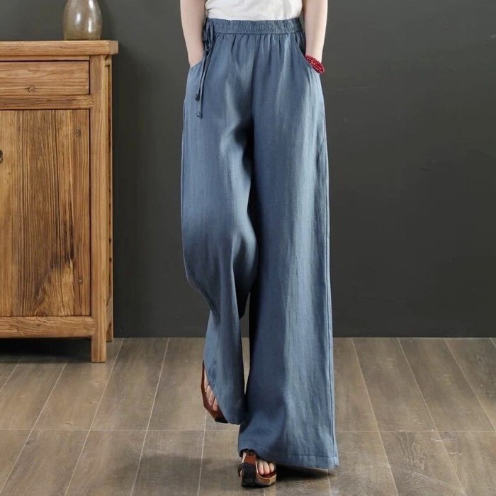 Oriental Style Solid Color Linen Pants for Women Kung Fu Chinese Style Harem Urban Streetwear 2021 Summer New Loose Trousers