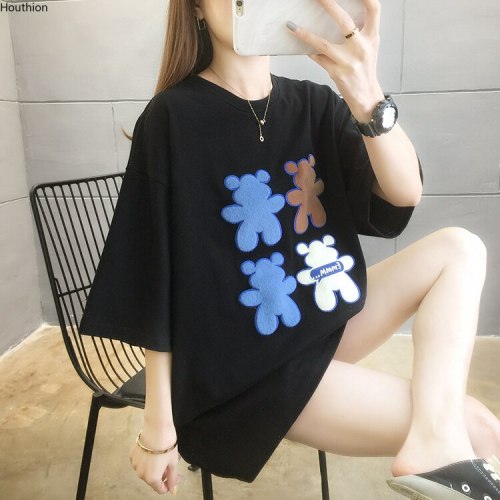 Summer Letters Printed Women's T-shirt The New Comfortable Loose Fashion Casual Short Sleeve Round Neck Top Cotton