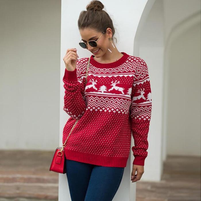 Reindeer Jacquard Christmas Knit Sweater