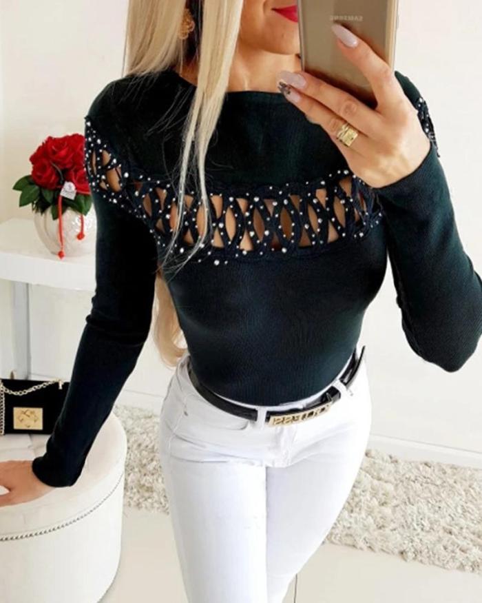 Sequin Embellished Cut Out Top