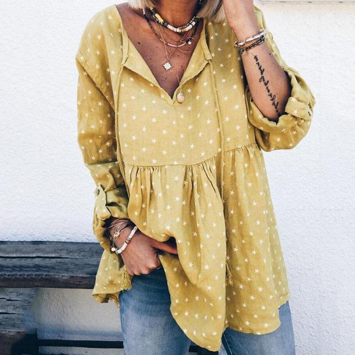 Casual Printed Long-sleeved Shirt