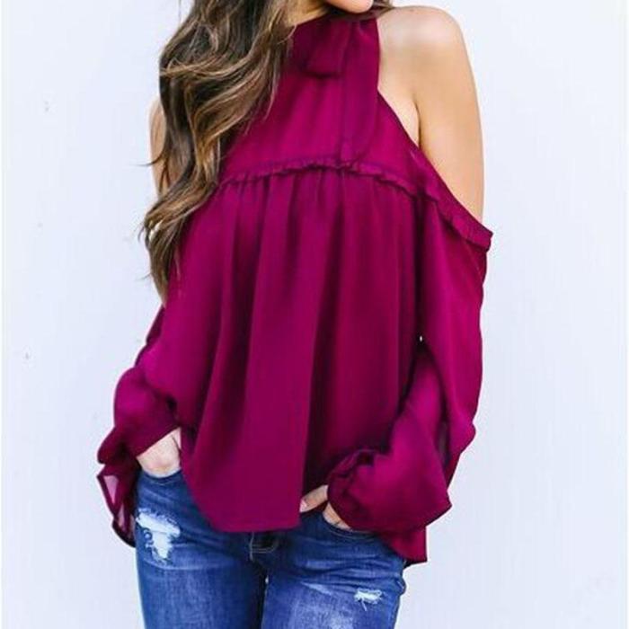 Perspective Sexy Strapless Chiffon Shirt Blouses