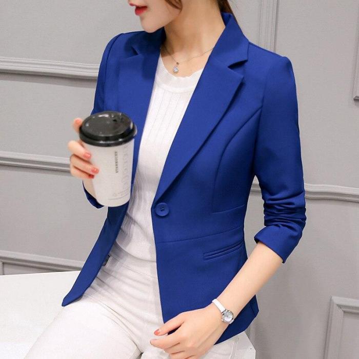 One Button Notched Collar Long Sleeve Blazers For Women Suit Autumn Winter Office Work Slim Jacket Casual Blazer Coat Female