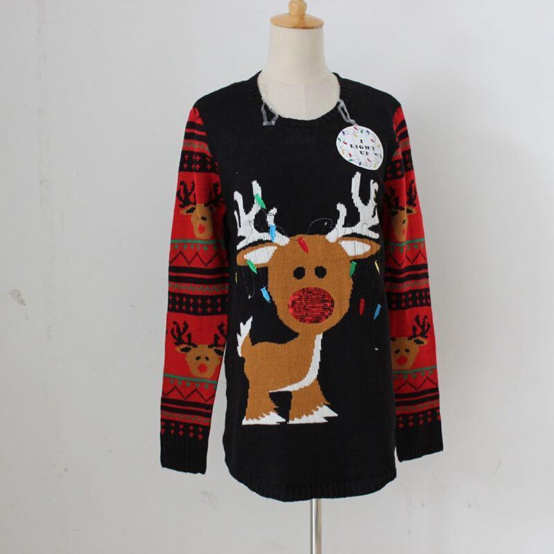 Ugly Christmas Embroidered Crew Neck Sweater