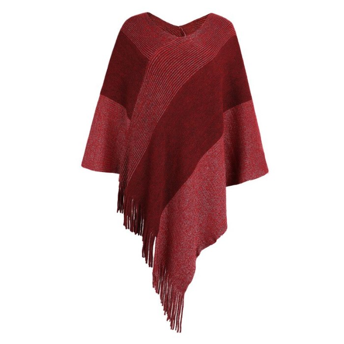 2021 autumn and winter new products fashion European and American women's contrast color cloak shawl sweater coat cloaks women