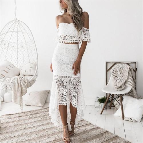 Casual Sexy Backless Lace Two Piece Suit
