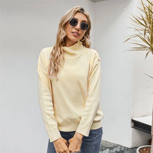 Spring Autumn Turtleneck Sweater Women Casual Solid Color Knitted Pullovers Sweater Tops For Women 2022 New