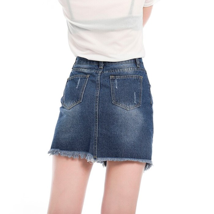 Women Skirt 2021 New Summer Fashion High Waist Ripped Denim Bodycon Pencil Mini Sexy Jean Pack Hip Skirt