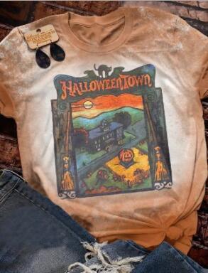 Harajuku Aesthetic Graphic Tees Halloweentown Halloween Vintage Hip Hop T Shirt Oversized Tshirt Streetwear Summer Teeshirt Tops