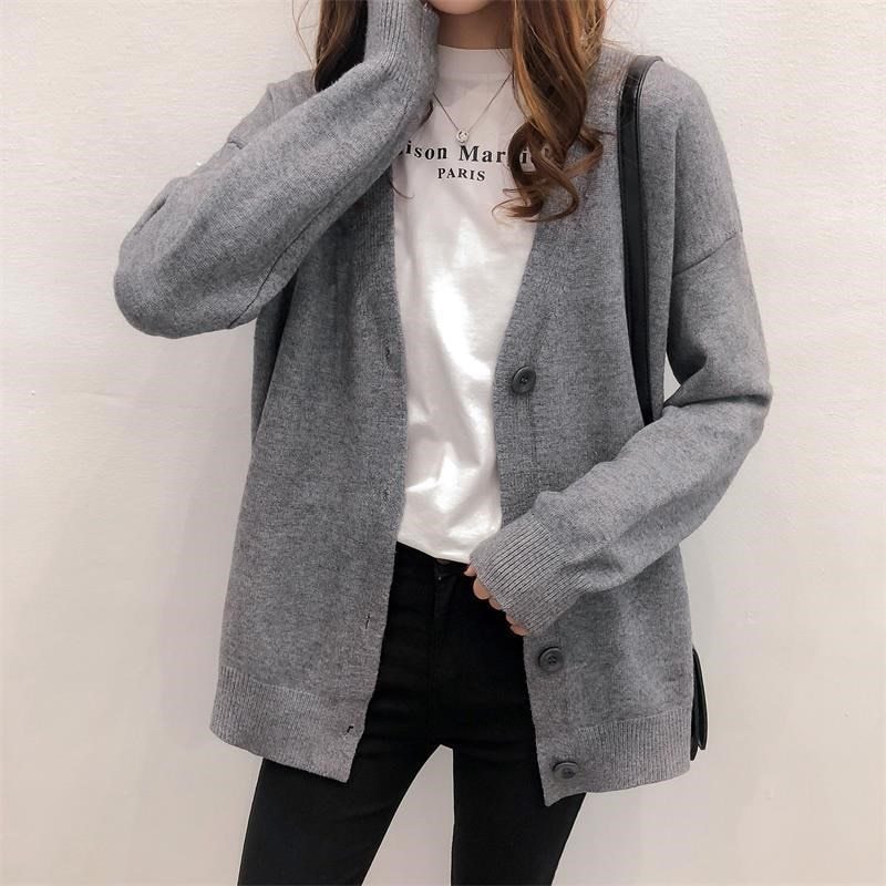 Fashion 2021 Spring And Autumn Korean Sweater Women Cardigan New Women's Fashion Slim V-Neck Long Sleeve Sweater Large Size Coat