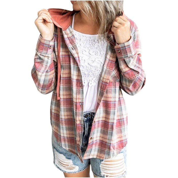 Women's Winter Blouses Long Sleeve Plaid Drawstring Single Breasted Cardigan Tops blusas mujer de moda 2021