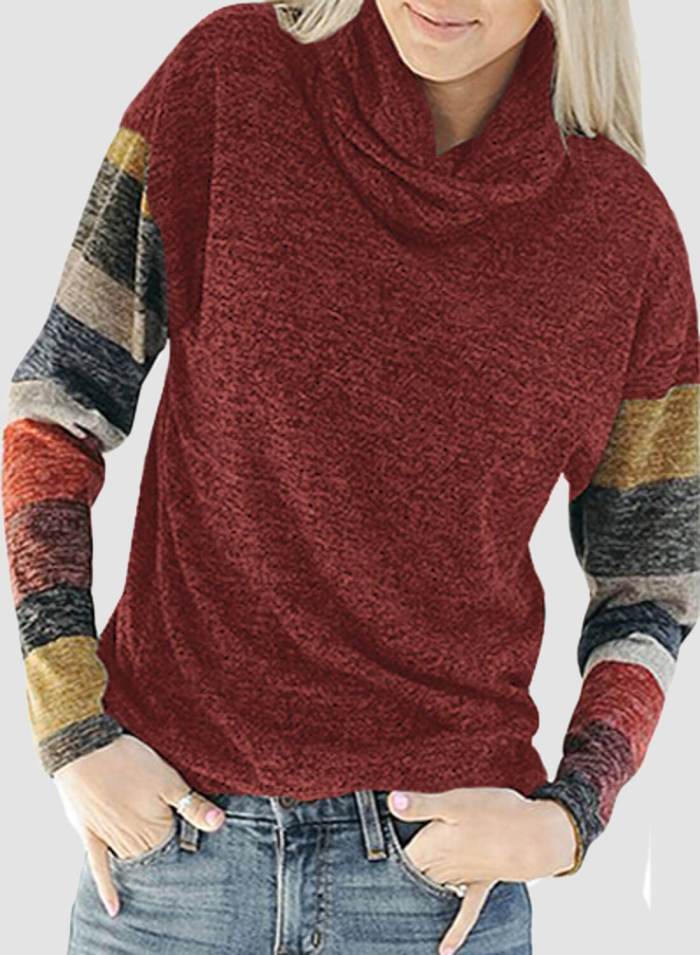 Turtleneck Color Block Sweatshirt