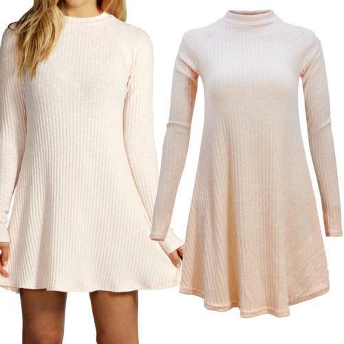 Women's Fashion Knit Ribbed Scoop A-Line Long Sweater