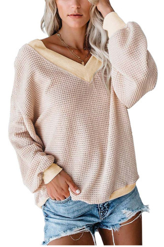 Off Shoulder Sweater Women V Neck Loose Knitted Sweater