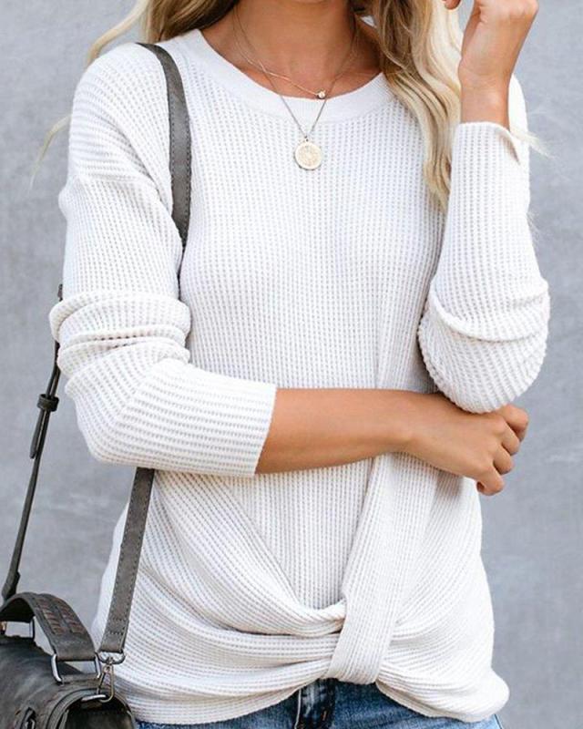 Boat Neck Solid Knit Top