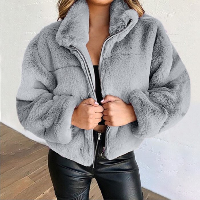 Oversize Faux Fur Coat Zipper Mink Coats Women 2021 Autumn Winter Fluffy Tops Thick Warm Short Fur Jacket Coats Manteau Femme